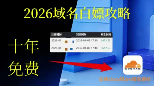 告别续费焦虑！白嫖 10 年免费域名，支持 Cloudflare 托管，注册仅需 1 分钟！