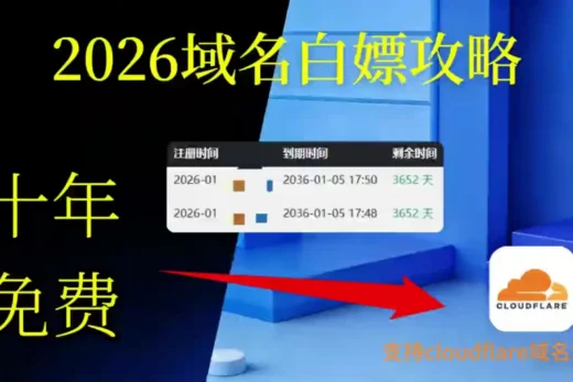 告别续费焦虑！白嫖 10 年免费域名，支持 Cloudflare 托管，注册仅需 1 分钟！