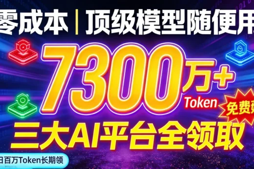 《卧槽，领疯了！73,000,000 免费 Token：DeepSeek/Kling/Qwen3 全集成，这波羊毛能薅到一个亿！》