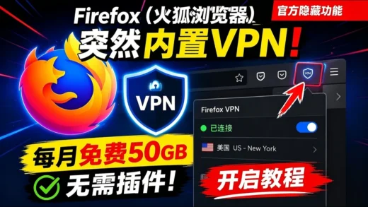 《Firefox(火狐浏览器)突然内置VPN！每月免费50GB，但速度到底怎么样？》