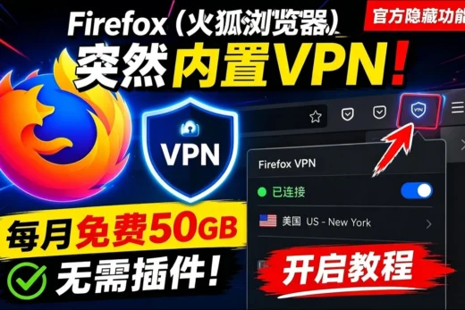 《Firefox(火狐浏览器)突然内置VPN！每月免费50GB，但速度到底怎么样？》
