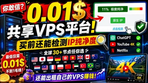 《发现一个神奇VPS平台：最低0.01一个月，还能提前查看IP纯净度！》
